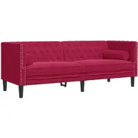 vidaXL Chesterfield-Sofa mit Nackenrollen 3-Sitzer Weinrot Samt