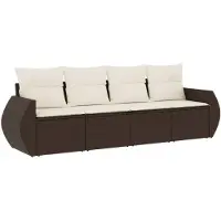 vidaXL 4-tlg. Garten-Sofagarnitur mit Kissen Braun Poly Rattan