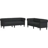 vidaXL 2-tlg. Sofagarnitur Schwarz Stoff