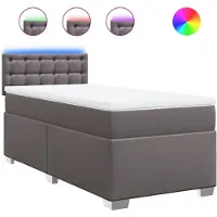 vidaXL Boxspringbett mit Matratze Grau 80x200 cm Kunstleder