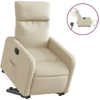 vidaXL Relaxsessel mit Aufstehhilfe Elektrisch Creme Stoff