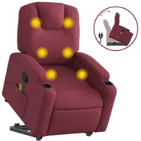 vidaXL Massagesessel mit Aufstehhilfe Weinrot Stoff