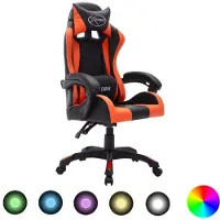 vidaXL Gaming-Stuhl mit RGB LED-Leuchten Orange und Schwarz Kunstleder