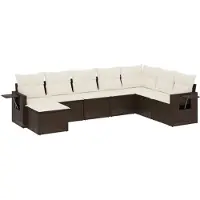 vidaXL 9-tlg. Garten-Sofagarnitur mit Kissen Braun Poly Rattan