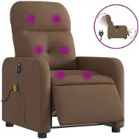 vidaXL Massagesessel Elektrisch Braun Stoff
