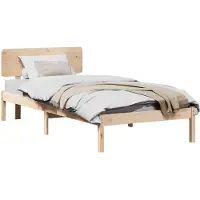 vidaXL Bettrahmen mit Kopfteil Natur 100 x 200 cm Massives Kiefernholz