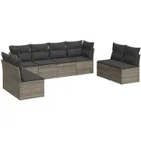 vidaXL 8-tlg. Garten-Sofagarnitur mit Kissen Grau Poly Rattan