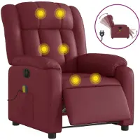 vidaXL Massagesessel Elektrisch Weinrot Kunstleder