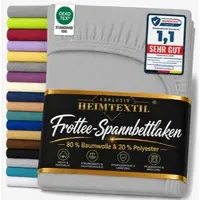 EXKLUSIV HEIMTEXTIL Frottee Spannbettlaken Rundumgummizug Marke 200 x 220 cm Silber 80% Baumwolle 20% Polyester Öko - Tex Zertifiziert Bed-Sheet