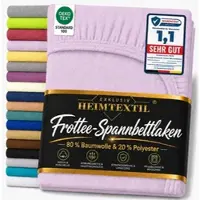 EXKLUSIV HEIMTEXTIL Frottee Spannbettlaken Rundumgummizug Marke 200 x 220 cm Flieder 80% Baumwolle 20% Polyester Öko - Tex Zertifiziert Bed-Sheet