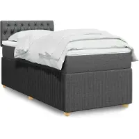 vidaXL Boxspringbett mit Matratze Dunkelgrau 90x190 cm Stoff