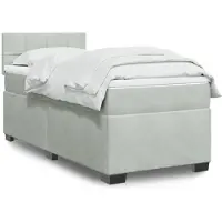 vidaXL Boxspringbett mit Matratze Hellgrau 80x200 cm Samt