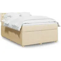 vidaXL Boxspringbett mit Matratze Creme 160x200 cm Stoff