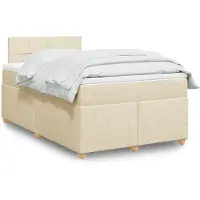 vidaXL Boxspringbett mit Matratze Creme 120x200 cm Stoff