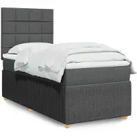 vidaXL Boxspringbett mit Matratze Dunkelgrau 90x200 cm Stoff