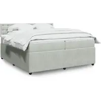 vidaXL Boxspringbett mit Matratze Hellgrau 200x200 cm Samt