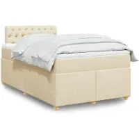 vidaXL Boxspringbett mit Matratze Creme 120x190 cm Stoff