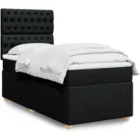 vidaXL Boxspringbett mit Matratze Schwarz 90x200 cm Stoff
