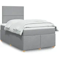 vidaXL Boxspringbett mit Matratze Hellgrau 120x200 cm Stoff