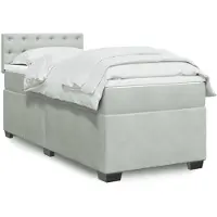 vidaXL Boxspringbett mit Matratze Hellgrau 90x200 cm Samt