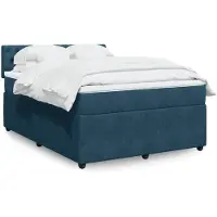 vidaXL Boxspringbett mit Matratze Blau 160x200 cm Samt