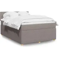 vidaXL Boxspringbett mit Matratze Taupe 140x200 cm Stoff