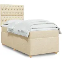 vidaXL Boxspringbett mit Matratze Creme 100x200 cm Stoff