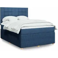 vidaXL Boxspringbett mit Matratze Blau 140x200 cm Stoff