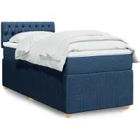 vidaXL Boxspringbett mit Matratze Blau 80x200 cm Stoff