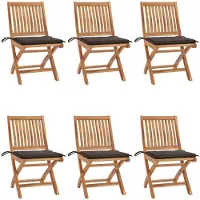 vidaXL Klappstühle mit Kissen, 6-teilig, Massivholz Teakholz