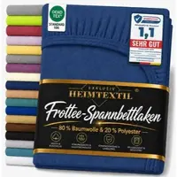 EXKLUSIV HEIMTEXTIL Frottee Spannbettlaken Rundumgummizug Marke 70 x 140 cm Navyblau 80% Baumwolle 20% Polyester Öko - Tex Zertifiziert Bed-Sheet