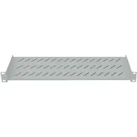 Intellinet 19" Fachboden zur Frontmontage, 1 HE, Montage an den beiden vorderen Profilschienen, 150 mm Tiefe, grau, Regalboden, Stahl, Grau, 1 kg
