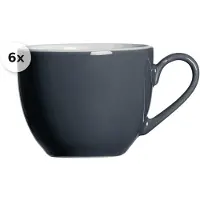 Ritzenhoff & Breker Espressotasse "Espressotassen Doppio 80 ml 6er Set", grau (anthrazit), Porzellan, Trinkgefäße, Espressotasse