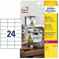 Avery-Zweckform Folien-Etiketten, wetterfest, für Innen- und Außenbereich, 70 x 37 mm