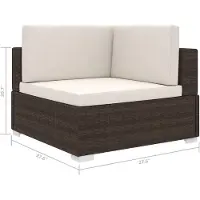 vidaXL Modular-Ecksessel mit Kissen Poly Rattan Braun