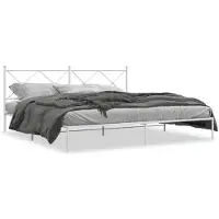 vidaXL Bettgestell mit Kopfteil Metall Weiß 193x203 cm