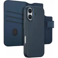 Accezz Apple iPhone 17 Hülle - Echtes Leder - - 2 in 1 Case/Klapphülle - Dunkelblau
