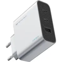 Cuktech 65 W GaN Schnellladegerät 2C1A 3-Port-Adapter EU-Stecker A15CEU Silber
