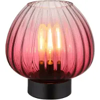 Globo Tischleuchte, Schalter, Glas rot, schwarz, H 23,5 cm