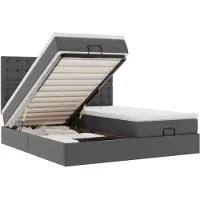 vidaXL Ottoman-Bett mit Matratzen & LEDs Grau 180x200 cm Kunstleder
