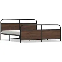 vidaXL Metallbett ohne Matratze Braun Eichen-Optik 200x200 cm