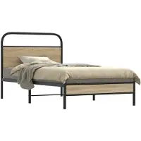 vidaXL Bettgestell ohne Matratze 100x190 cm Räuchereiche Holzwerkstoff