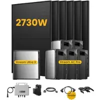 EcoFlow Stream Ultra X, Solaranlage mit Speicher, mit 6 x 455W Bifazialen Solarmodulen, by Powerness - Stream Ultra X + 5 x Stream AC Pro | 13440Wh / 1 x Smart Meter / Standardversand