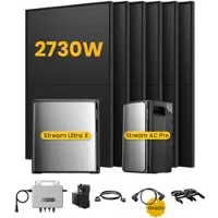 EcoFlow Stream Ultra X, Solaranlage mit Speicher, mit 6 x 455W Bifazialen Solarmodulen, by Powerness - Stream Ultra X + Stream AC Pro | 5760Wh / 1 x Smart Meter / Standardversand