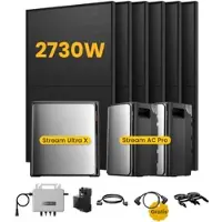 EcoFlow Stream Ultra X, Solaranlage mit Speicher, mit 6 x 455W Bifazialen Solarmodulen, by Powerness - Stream Ultra X + 2 x Stream AC Pro | 7680Wh / 1 x Smart Meter / Standardversand