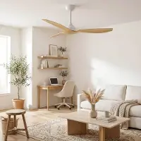 LumenXL Deckenventilator Iska in warmer Buchenholzfarbe mit Fernbedienung