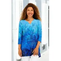 DW-Shop Viskose-Mix-Shirt in Druck blau in Größe 36/38 von , Blau, 36/38