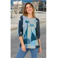 DW-Shop Baumwoll-Shirt in Druck blau in Größe 44/46 von , Blau, 44/46
