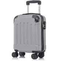 YONSLY Koffer Trolley Reisekoffer Suitcase, Rollkoffer Handgepäck ,mit 4 Rollen360°, Hartschalenreisekoffer, Zahlenschloss, Weicher Gummigriff(S,Hellgrau)
