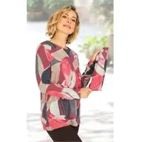 DW-Shop Viskose-Mix Shirt in Druck rot in Größe 48/50 von , Rot, 48/50